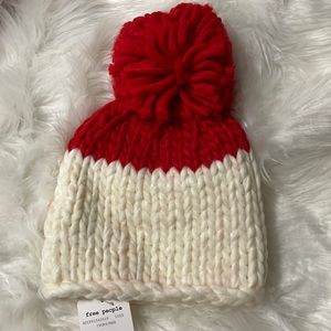 Free People Beanie Red/White